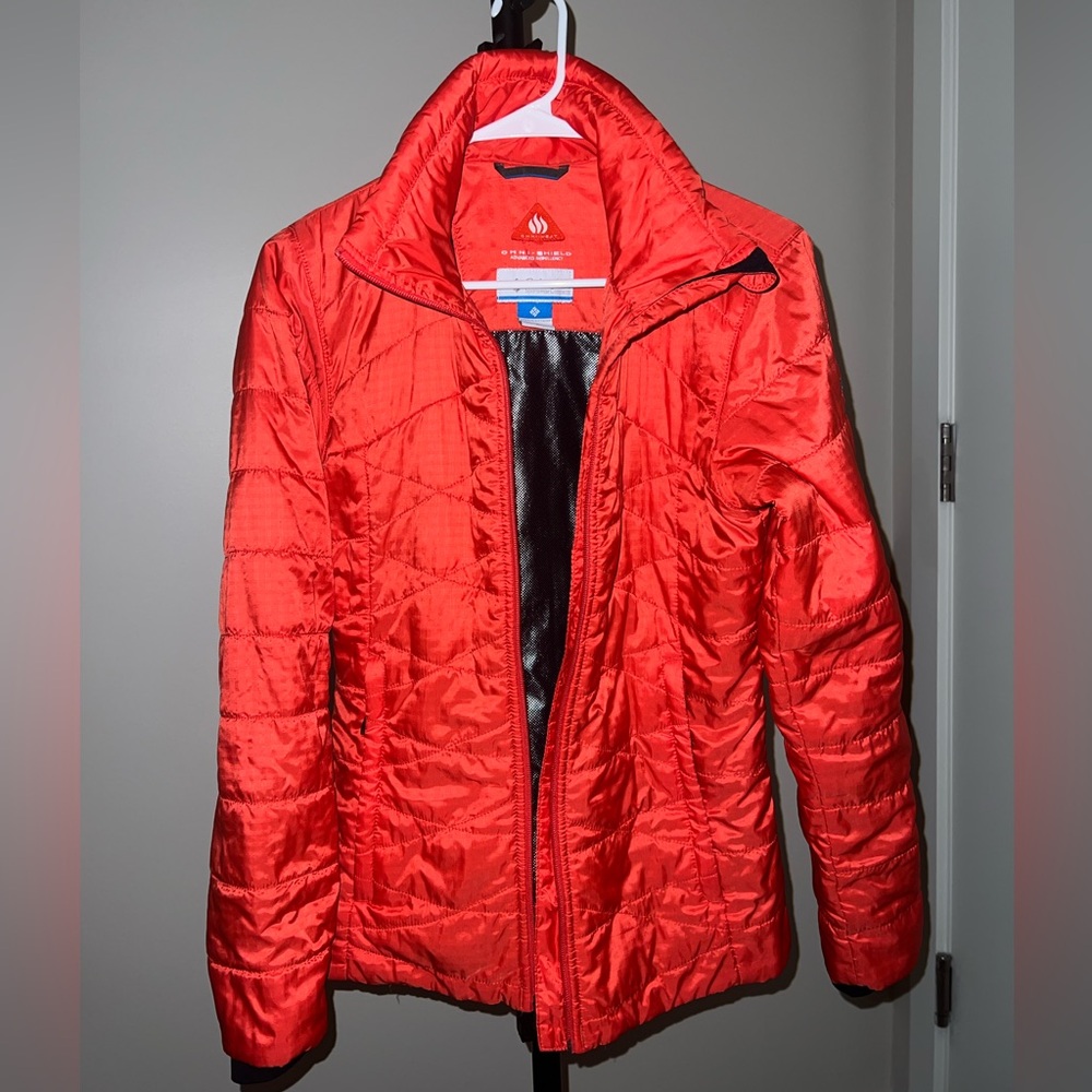 Columbia red omniheat down womens jacket
